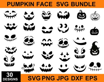 Pumpkin Face Svg, Pumpkin Face Png, Pumpkin Clipart, Funny Halloween Pumpkin Faces, Jack O Lantern Faces, Halloween Svg Bundle
