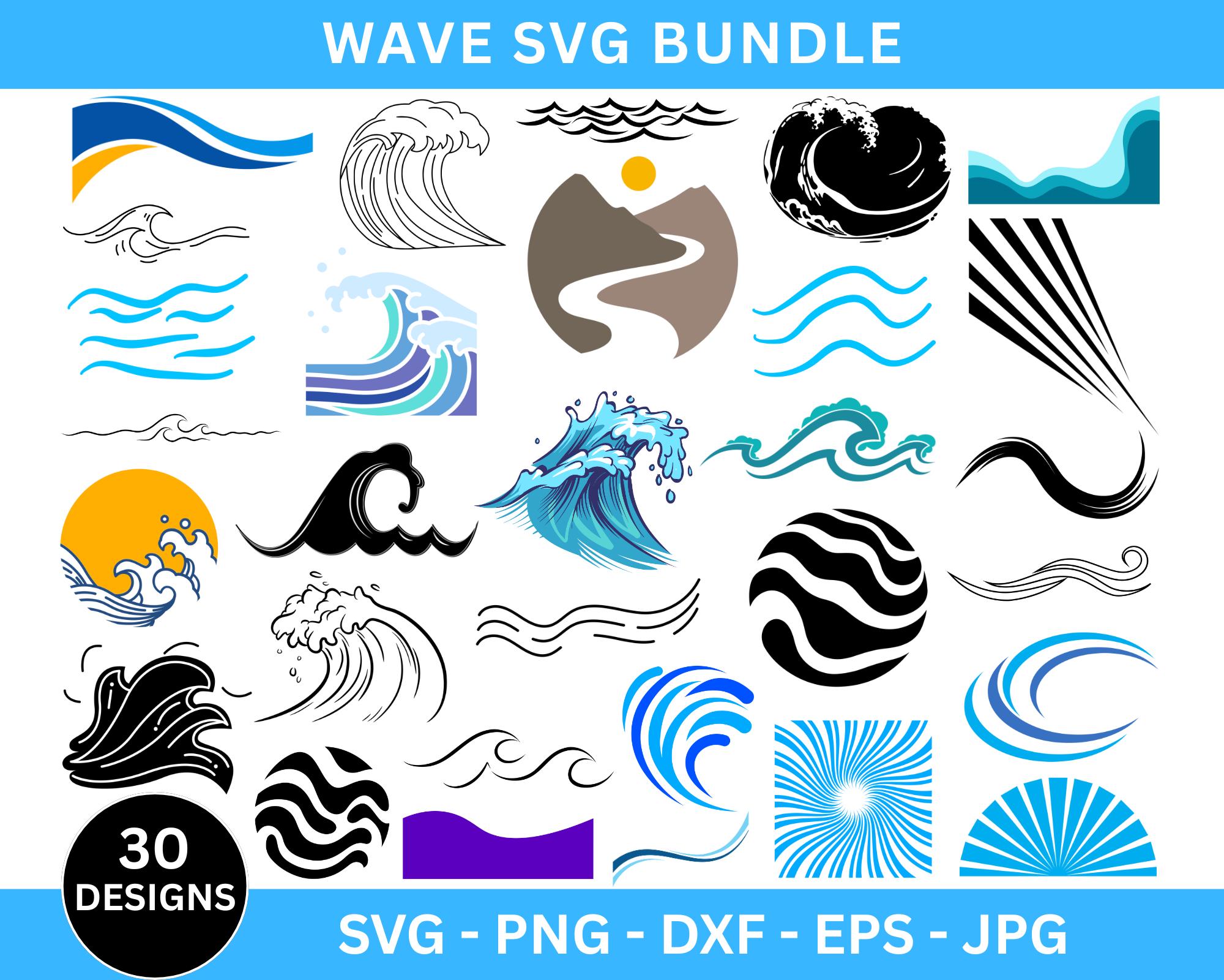 Wave Svg Bundle, Water Waves Svg, Ocean Waves Svg, Drop Svg, Tidal Wave ...