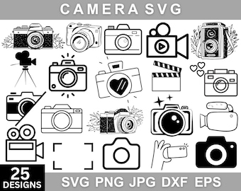 Camera Svg Png Files, Camera Svg Bundle, Camera Clipart, Camera Dxf, Camera Png, Photographer Svg, Svg Files For Cricut, Silhouette Svg