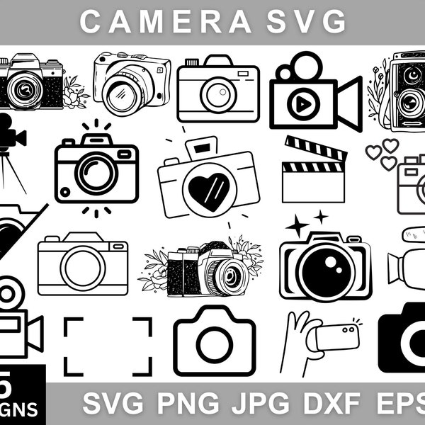 Kamera-Svg-Png-Dateien, Kamera-Svg-Bundle, Kamera-Clipart, Kamera-Dxf, Kamera-Png, Fotografen-Svg, Svg-Dateien für Cricut, Silhouette Svg