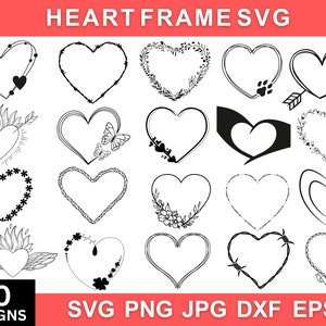ハートフレーム SVG、バレンタインフレーム SVG、彼女へのギフト、ロマンチックなサークルフレーム SVG、ハートクリップアート、ハートフレーム SVG バンドル、記念日のギフト