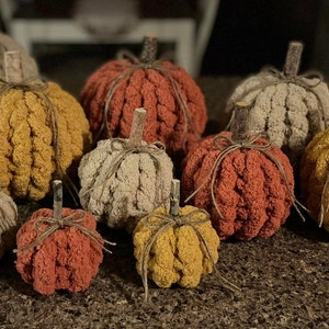 Chunky Chenille Hand Knit Pumpkins