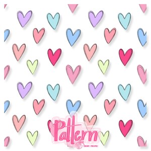 Bunte Herzen, Musterdesign: Valentinstags-Stoffdruck (Digitaler Download)