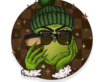 Boujiee Grinch Christmas PNG, Retro Holiday Sublimation Design (Digital)