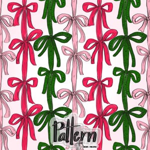 Coquette Bows Seamless Pattern: Holiday Ribbon Sublimation (PNG, JPEG)