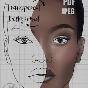 Makeup artist face chart PNG/ JPEG/ PDF Face chart for makeup artist practice, Makeup artist template, Professional face chart, Face sheet