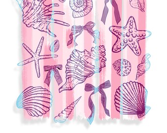 Muschel und Seestern PNG Clipart: Küsten Pinselstrich Grafiken (Digitaler Download)
