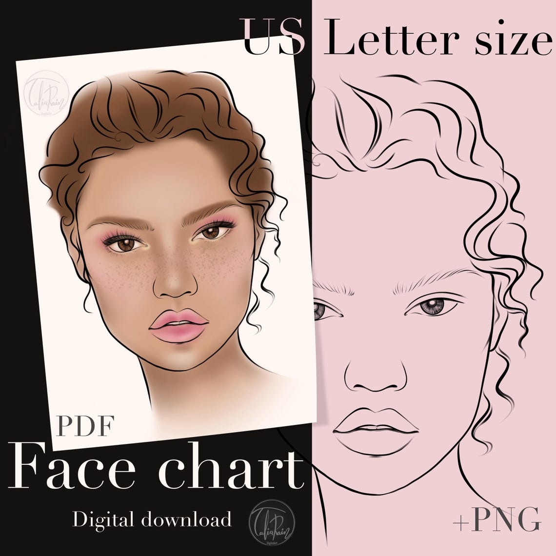 Makeup Face Chart Template Pro Artist Consultation Form (PDF, PNG) Etsy