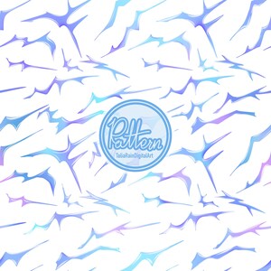 May include: A seamless pattern featuring abstract, stylized shapes in shades of blue and purple against a white background. The design includes a circular logo with the word "Pattern" and the text "TaliaRainDigitalArt".