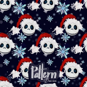 Jack Skelette Musterdesign PNG und JPEG Dateien, Alptraum Schädel, Weihnachten gespenstisch, Halloween Digital Papier, Schneeflocke Musterdesign.