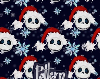 Jack Skellington Christmas Seamless Pattern: Spooky Digital Paper (PNG, JPEG)
