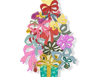 Kokardka w kształcie choinki | Modny Clipart | Kokardki (Pobieranie Cyfrowe) Wzór Sublimacji Świątecznej