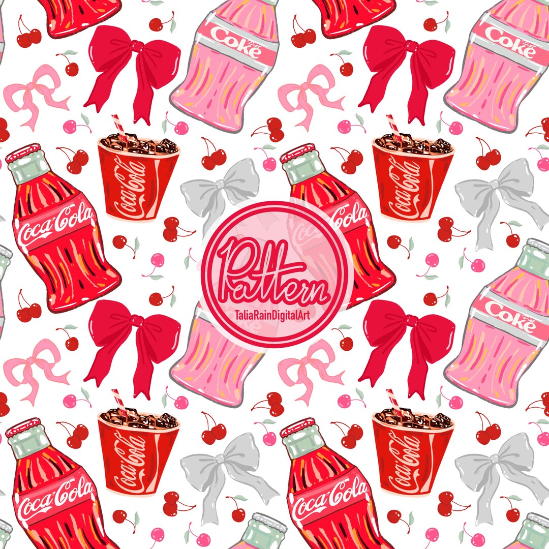Coke Patterns Soda Seamless Pattern |PNG| Retro Coke Inspired Digital Paper, Cute ...