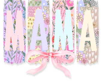 Mama Floral PNG : Noeud coquette, design vintage pastel (téléchargement numérique)
