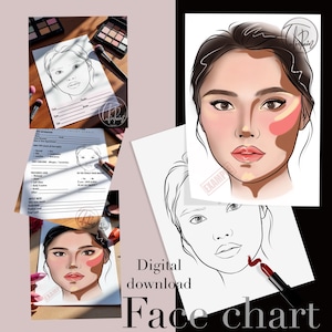 Makeup Face Chart Template: Pro Artist Consultation Form (PDF, PNG)