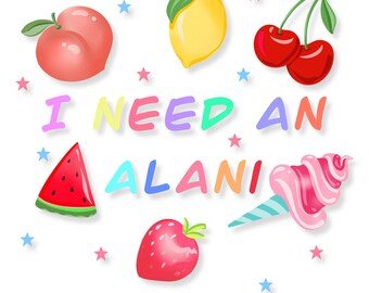 Kawaii fruit-clipart png-bestand | 'I Need an Alani'-ontwerp (digitale download)