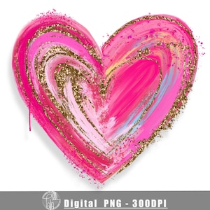 Valentine’s Day Heart Brushstroke Clipart PNG | Hand-Drawn dry brush Hearts | 300 DPI Transparent Digital Download for Crafts Sublimation