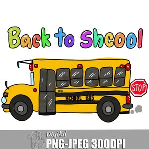 Zurück zu Schulbus Clipart | Digitale Grafiken, T-shirt Design Schulbus Clipart für Back to School | PNG & JPEG, Schulanfang retro