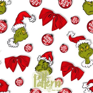 Grinse Ornament Rote Schleife Musterdesign PNG | JPEG Digital Download Weihnachten Grinch, Tis the season, Stoff Druck, Grinch Hintergrund