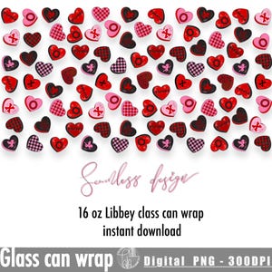 Candy Hearts XOXO Glasdosen 16oz PNG | transparenter Hintergrund | KÜSSE Digitaler Download | Valentine Design wiederholenden Candy Glass Wrap
