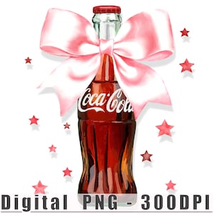 Soda Bottle Clipart: Heart Bow Watercolor PNG (Digital Download) watercolor Sublimation design