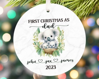 Personalized Twin Dad Ornament | Custom Twin Ornament | Bear Ornament | Koala Ornament | Adoption Ornament | Twins Baby Gifts