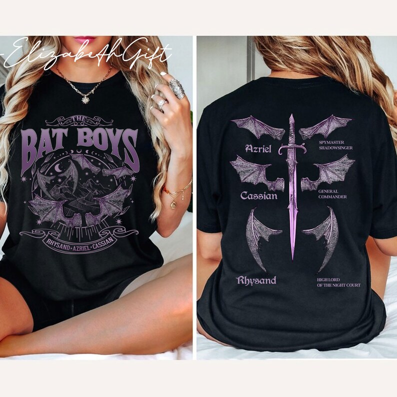 Camisa de doble cara de The Bat Boys, club de fans de The Bat Boys, camisa de The Night Court, merchandising Bookish, camisa de equipo de Bat Boys, sudadera Vintage Acotar imagen 1