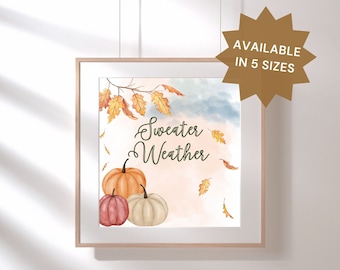 Impresión de arte digital de Sweater Weather, diseño de acuarela de temporada disponible en varios tamaños