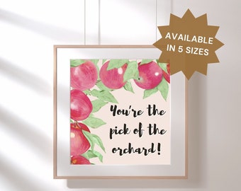 Impresión de arte digital Apple Orchard, diseño de acuarela de temporada disponible en varios tamaños