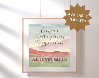Regalos de otoño Impresión de arte digital, diseño de acuarela de temporada disponible en varios tamaños