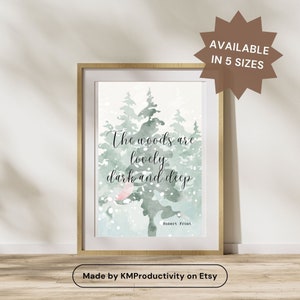 Robert Frost Digital Art Print for Winter, Seasonal Watercolor Design Available in Multiple Sizes