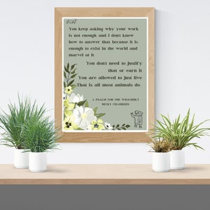 A Psalm for the Wild-Built Printable Wall Art, Becky Chambers Inspirational Quote, Digital Download Poster