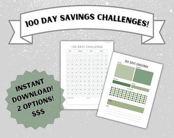 Desafío de 100 días para ahorrar 1000 dólares / Seguimiento de ahorros para las fiestas / Diseño minimalista / Descarga imprimible