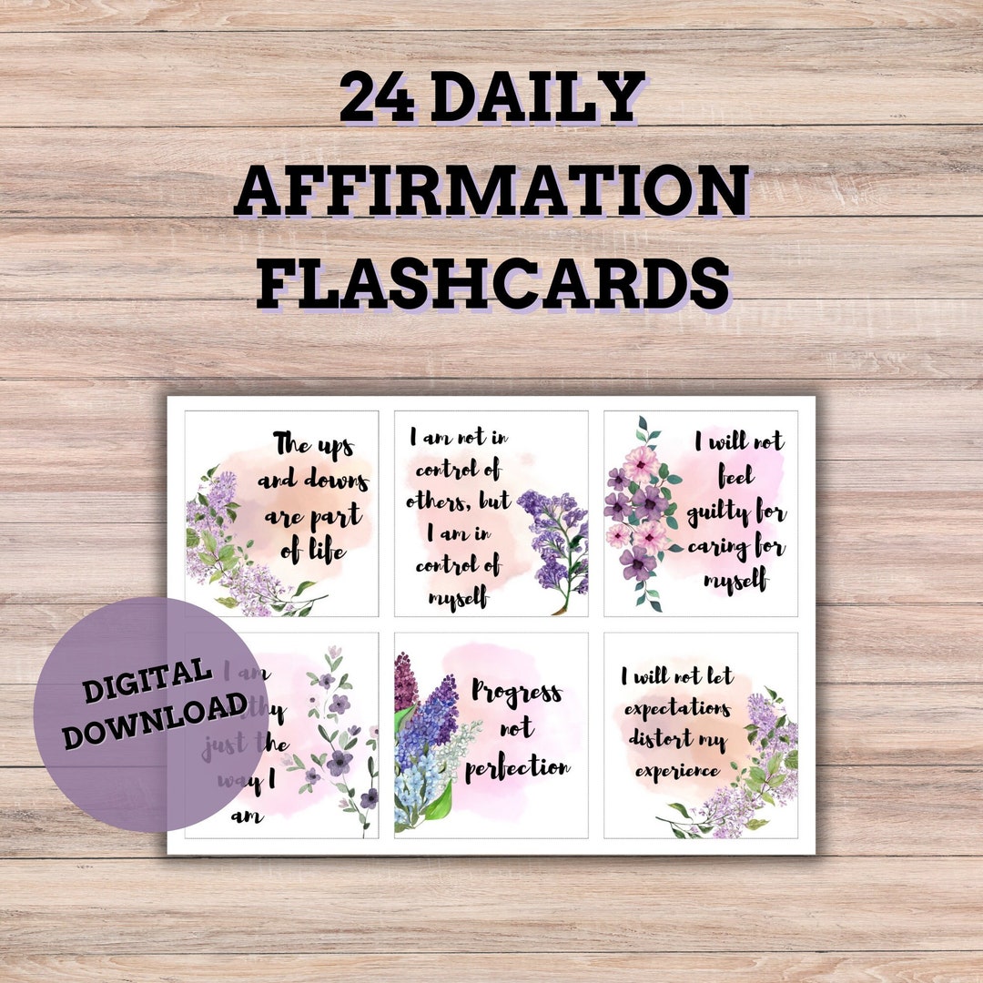 Lilac Flash Card.pdf Realistic Daily Affirmation Flashcards | 24 Cards With Kind Phrases ...