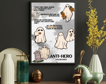 Láminas artísticas de Little Ghost, Anti-Hero de Taylor Swift, letras de canciones del álbum Midnights, descarga digital