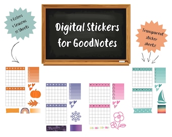 Hojas adhesivas de planificación digital para GoodNotes / Colores de temporada en 16 hojas para productividad y personalización durante todo el año