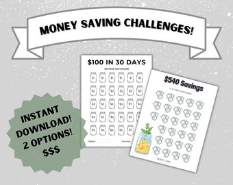 Desafíos de ahorro de dinero para 2025 / Seguimiento de ahorros semanales y diarios / Diseño minimalista / Descarga instantánea para imprimir