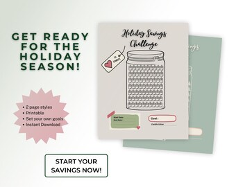 Desafío de ahorro para las fiestas / Seguimiento divertido de ahorros diarios para el fondo de emergencia de Navidad / Descarga imprimible