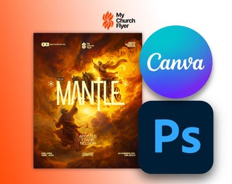 Plantilla editable para volante de iglesia: estudio bíblico, sermón, eventos (descarga digital en Photoshop y Canva)