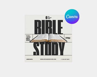 Church Flyer Template: Editable Bible Study, Sermon and Sunday School (Canva)