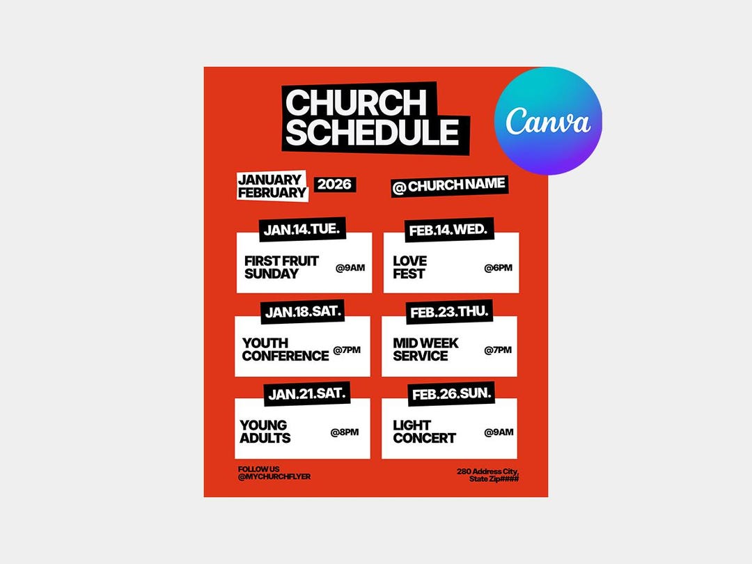 Church Event Flyer Template: Editable Monthly Service Design (canva ...
