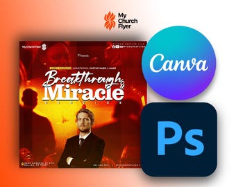 Editable Church Flyer Template: Prayer, Sermon, Worship & Event Design (Photoshop, Canva)