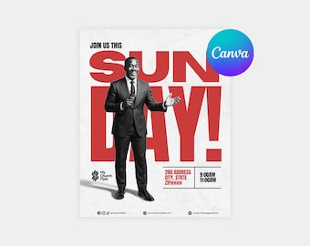 Editable Church Flyer Template: Canva Sunday Service Invitation (Digital Download)