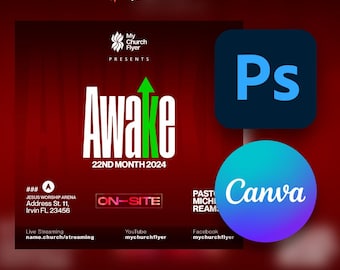 Editable Photoshop, Canva Church Flyer Template – Customizable Event & Sermon Design for Worship and Anniversaries