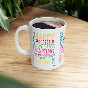 Positive Affirmations Mug, Uplifting Words, Daily Inspiration, Daily Affirmations Mug, Mental Health Mug, Gift for Her Best Friend Tumbler