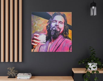 The Dude's Libation: Canvas Wall Print with White Russian Serenity