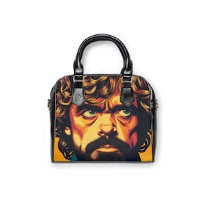 Künstlerische Schulterhandtasche mit kultigem Charakter, einzigartige Tragetasche für Fans, Geschenk für Filmliebhaber, stilvolle Handtasche für jeden Anlass