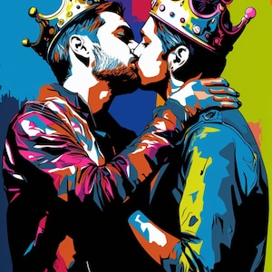 Royal Love Affair Digital Art – świętujemy walentynkowy pocałunek królów LGBTQ+