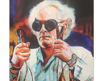 Doc Brown's Time-Twisting Invention: Art Print with Goggles and Boosters