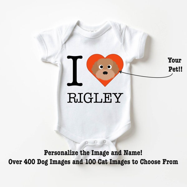 Baby Shower Gift, I Love My Dog Onesie, Personalized baby onesie, personalized baby gift, Custom Dog and Cat Breeds Onesie, Custom Dog